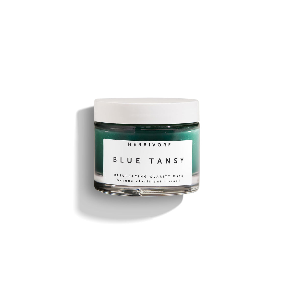 HERBIVORE Blue Tansy Clarity Mask jar close-up highlighting pore refinement