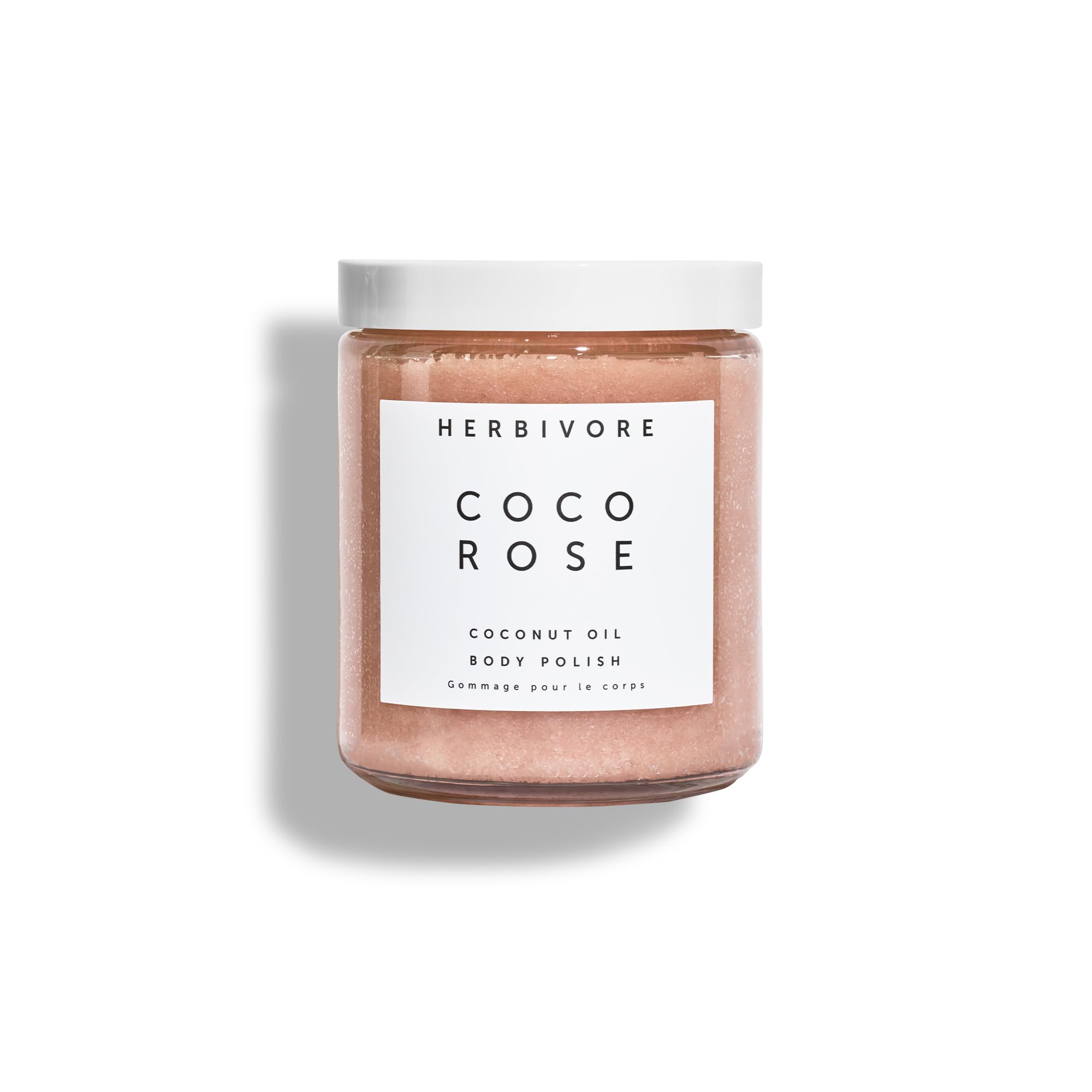 HERBIVORE Coco Rose body polish jar with rich texture for hydration