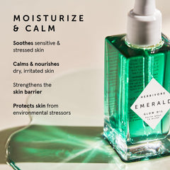 HERBIVORE Emerald's ashwagandha and hemp seed ingredients showcase calm, nourishing properties.