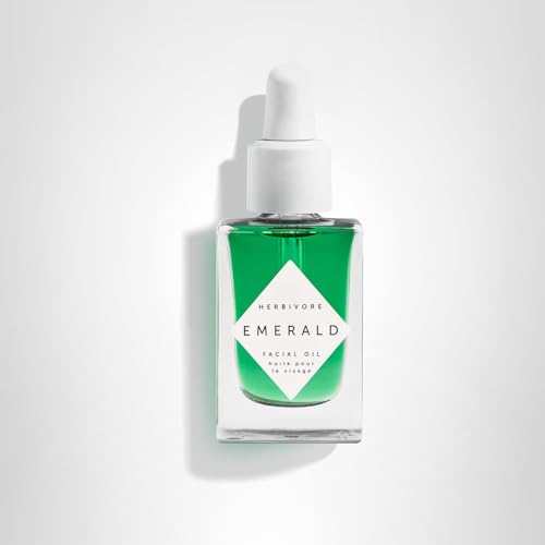 HERBIVORE Emerald Facial Oil packaging emphasizes vegan, clean beauty packaging.