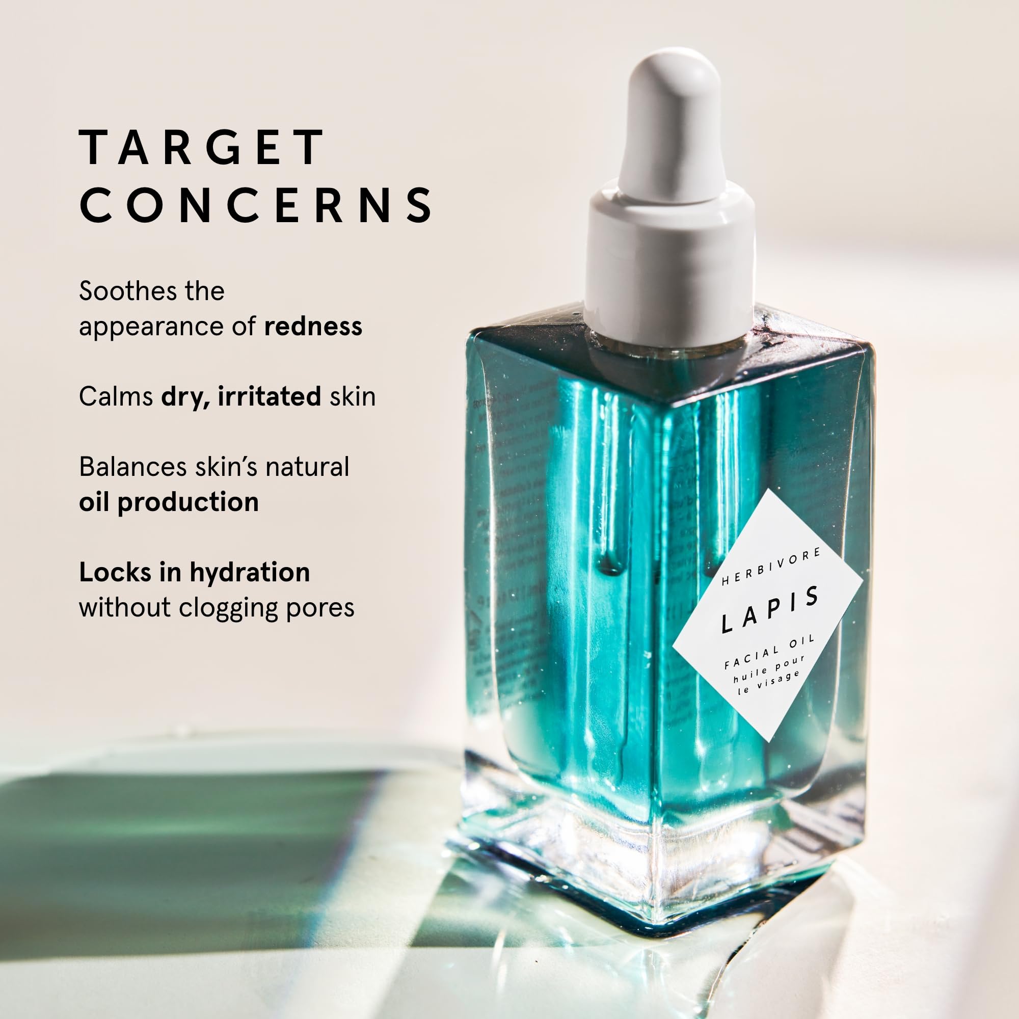 Herbivore Lapis Facial Oil dropper for precise drops and control