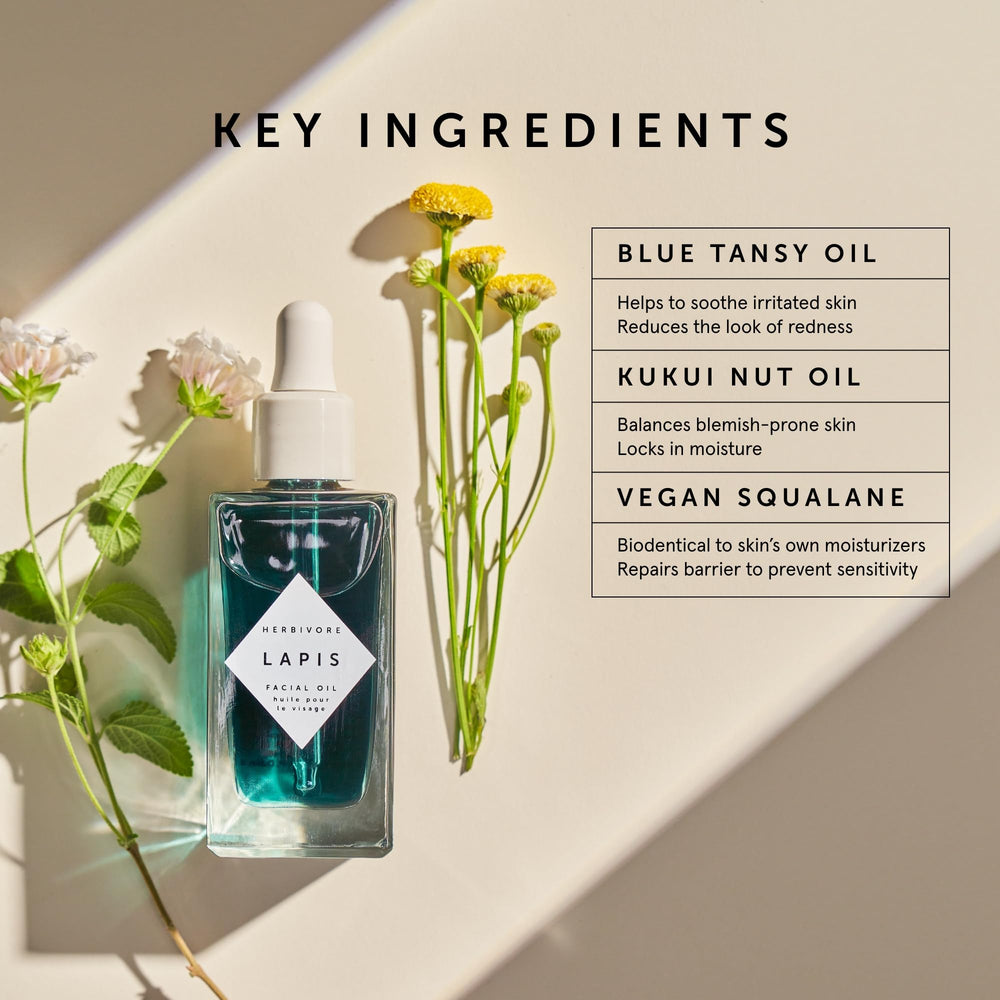 Herbivore Lapis Facial Oil texture swirl demonstrates light hydration