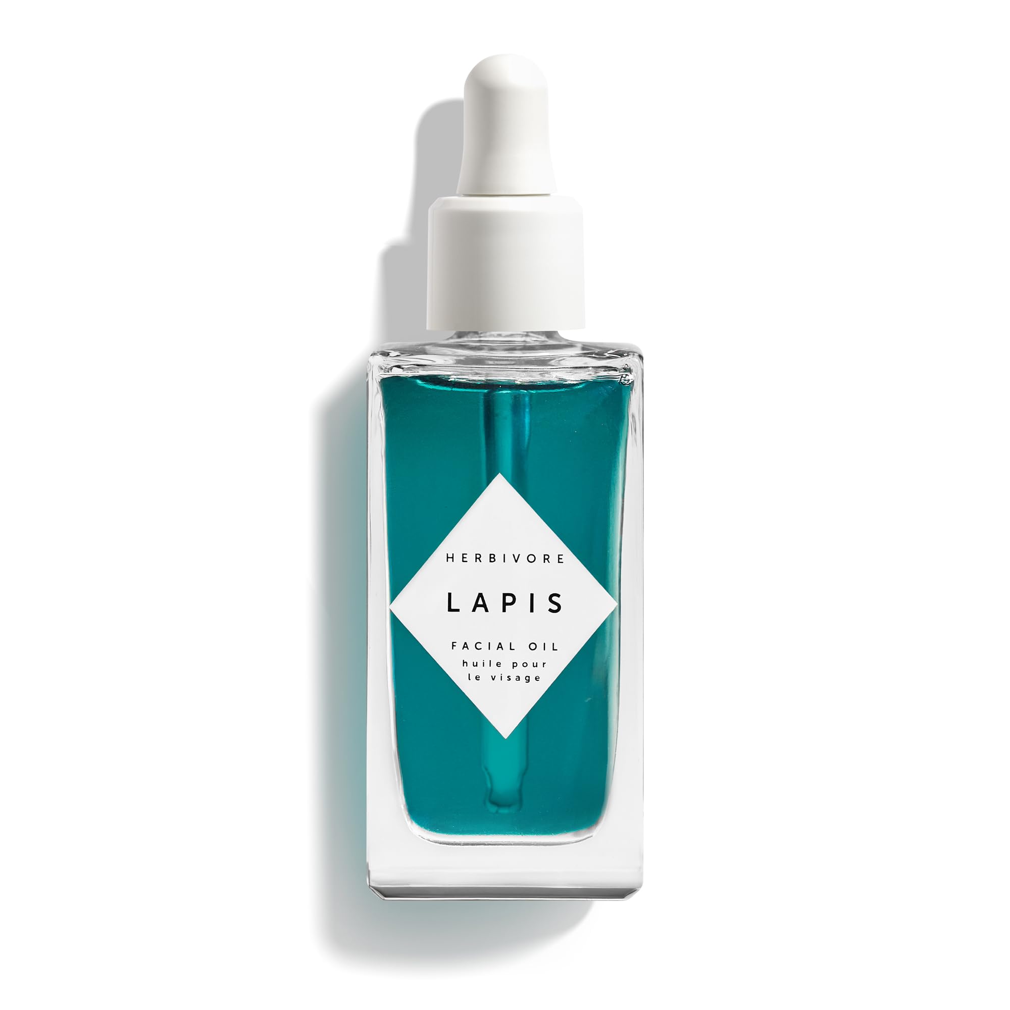 Herbivore Lapis Oil bottle on display for balanced oily skin