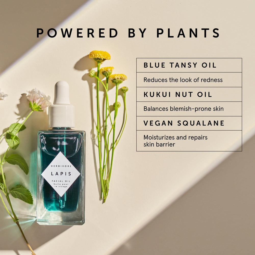 Herbivore Lapis Oil applied on skin for a non-greasy finish