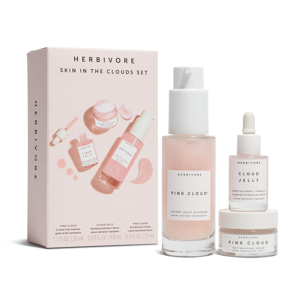 HERBIVORE Skin in the Clouds cleanser pump bottle for a gentle, refreshing cleanse.