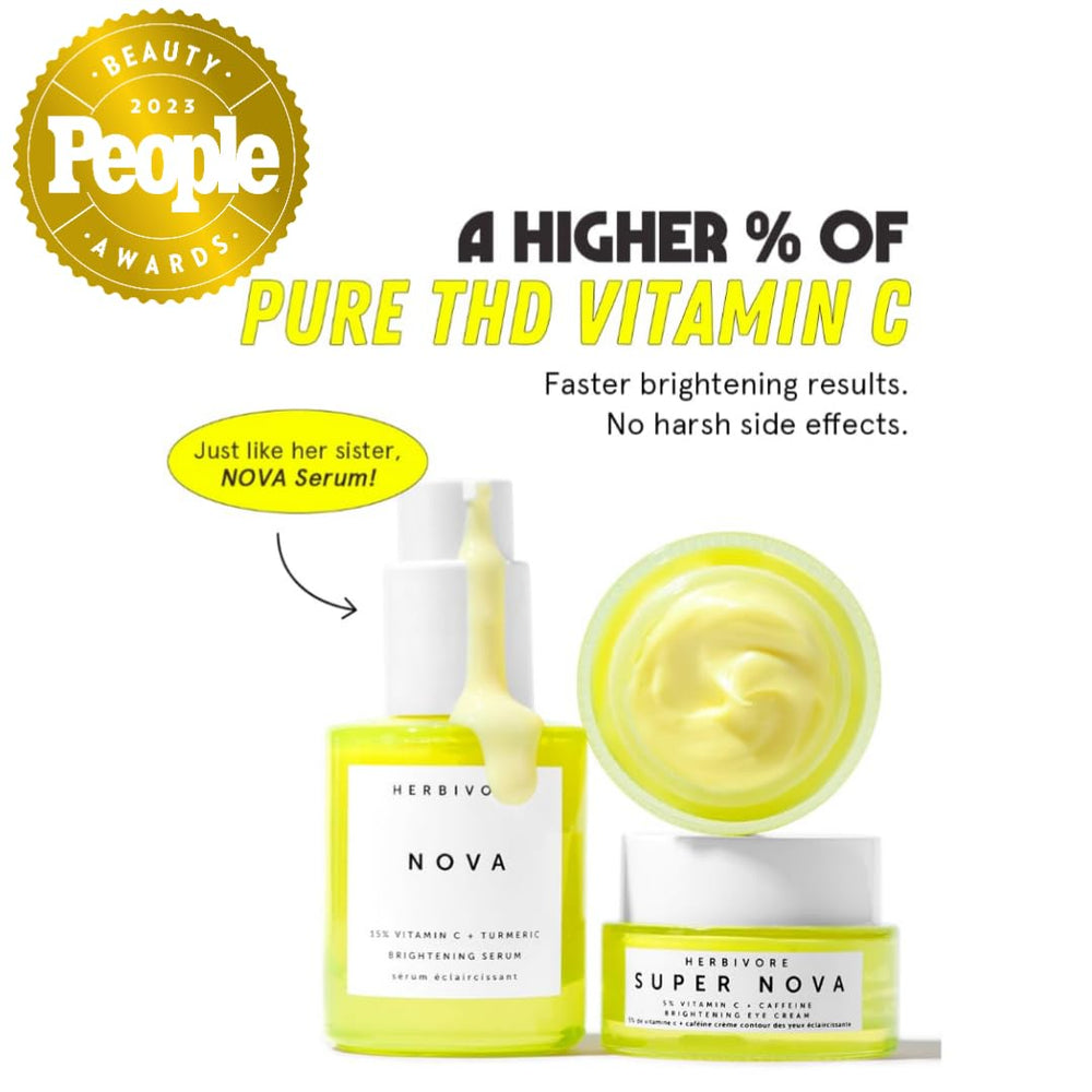 HERBIVORE Super Nova eye cream in morning routine setup with concealer