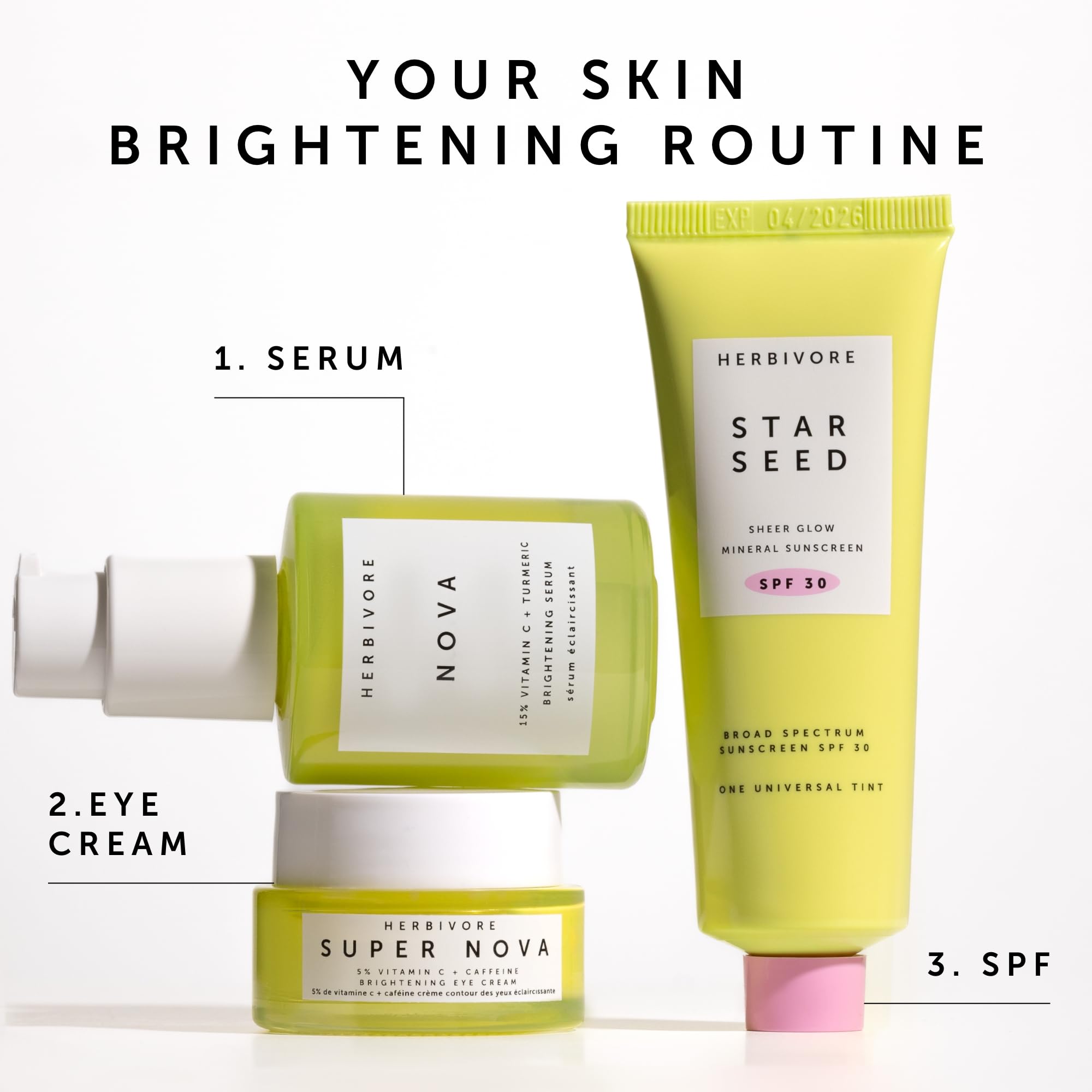 HERBIVORE Super Nova eye cream vegan cruelty-free packaging on display