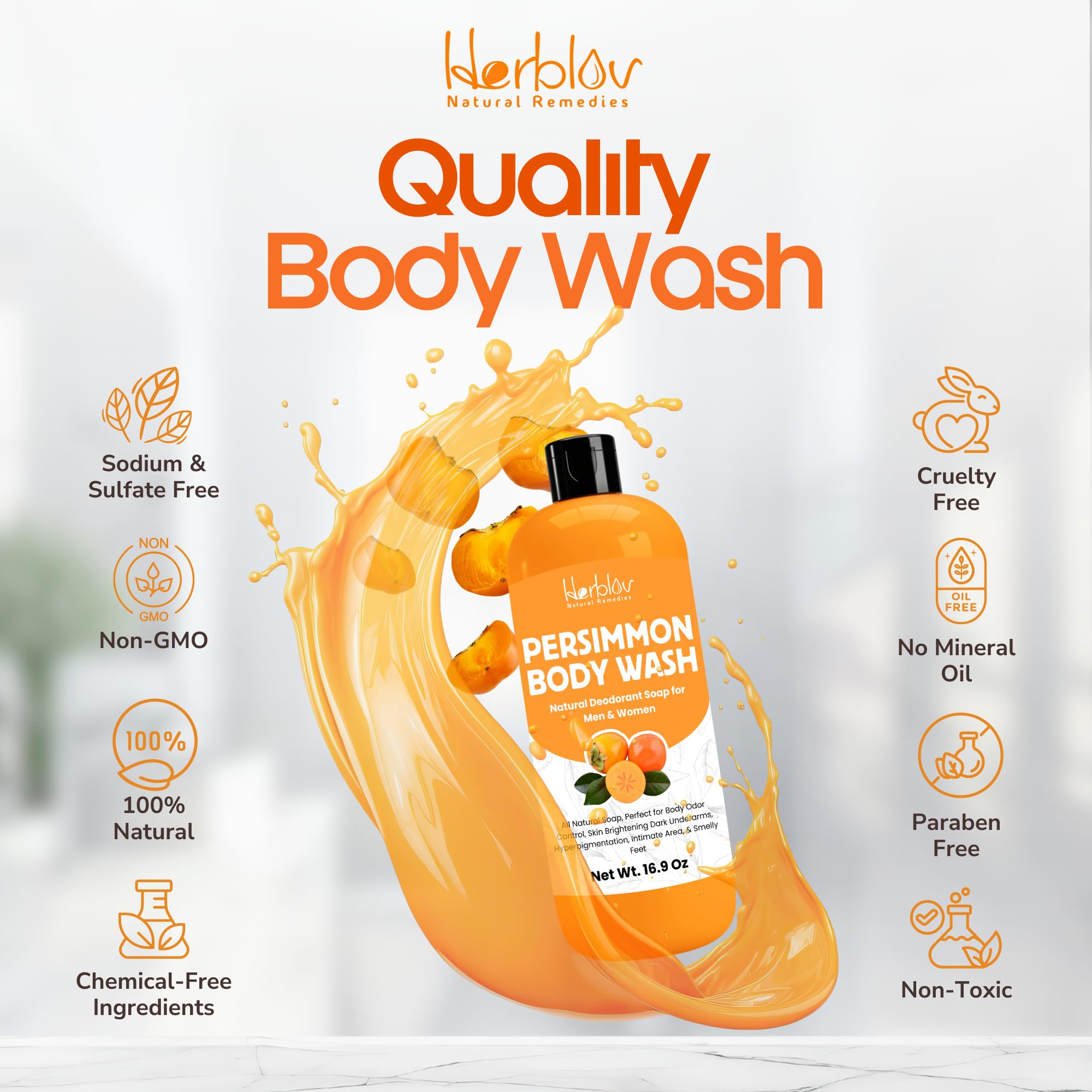 Herblov Persimmon Body Wash feet splash with refreshing cleanse