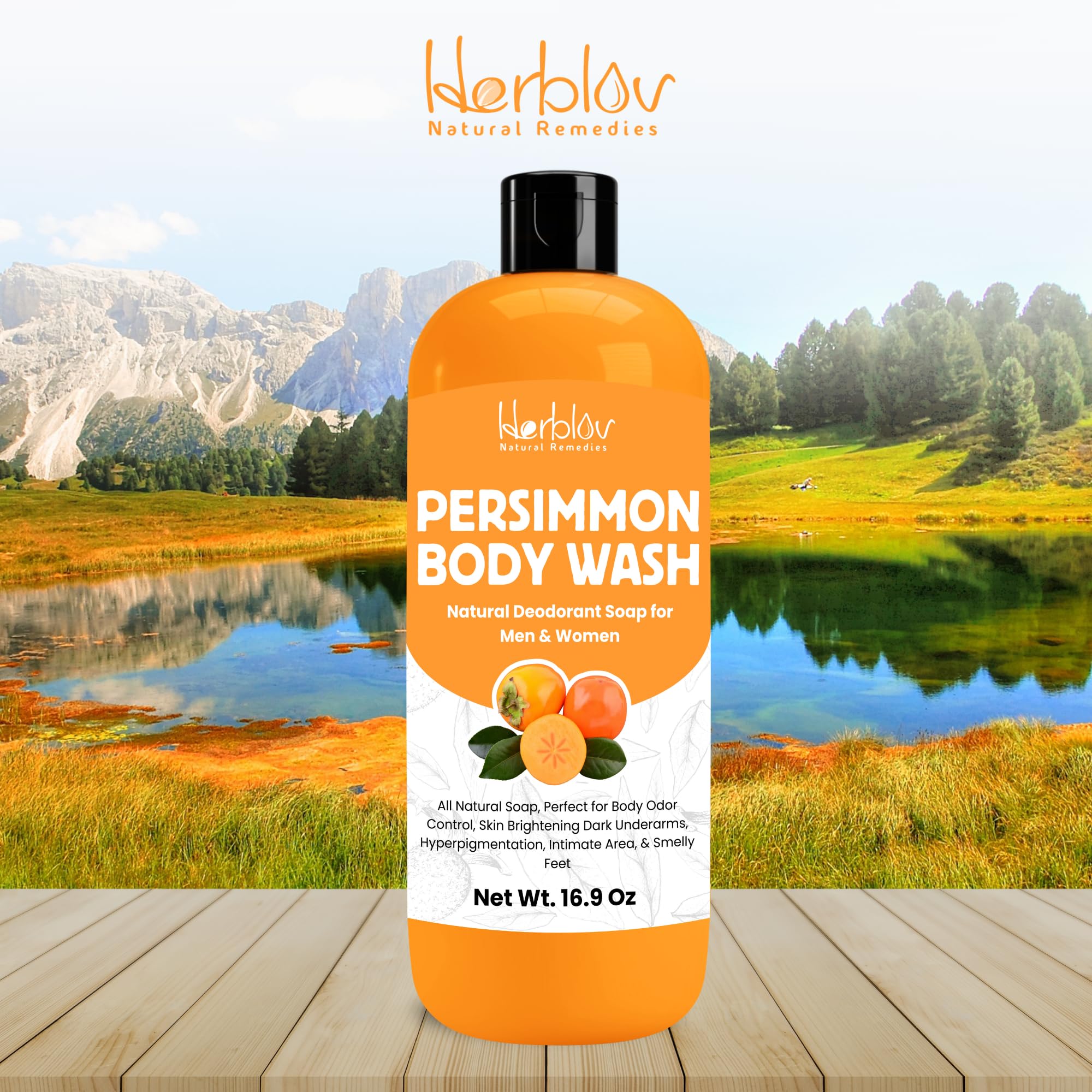 Herblov Persimmon Body Wash lather closeup showing gentle cleansing with persimmon