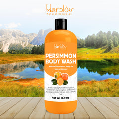 Herblov Persimmon Body Wash lather closeup showing gentle cleansing with persimmon