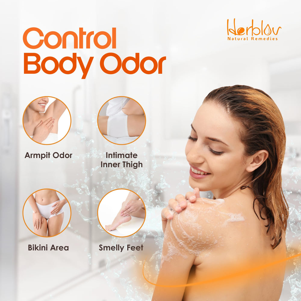 Herblov Persimmon Body Wash underarm application for odor-ready skin