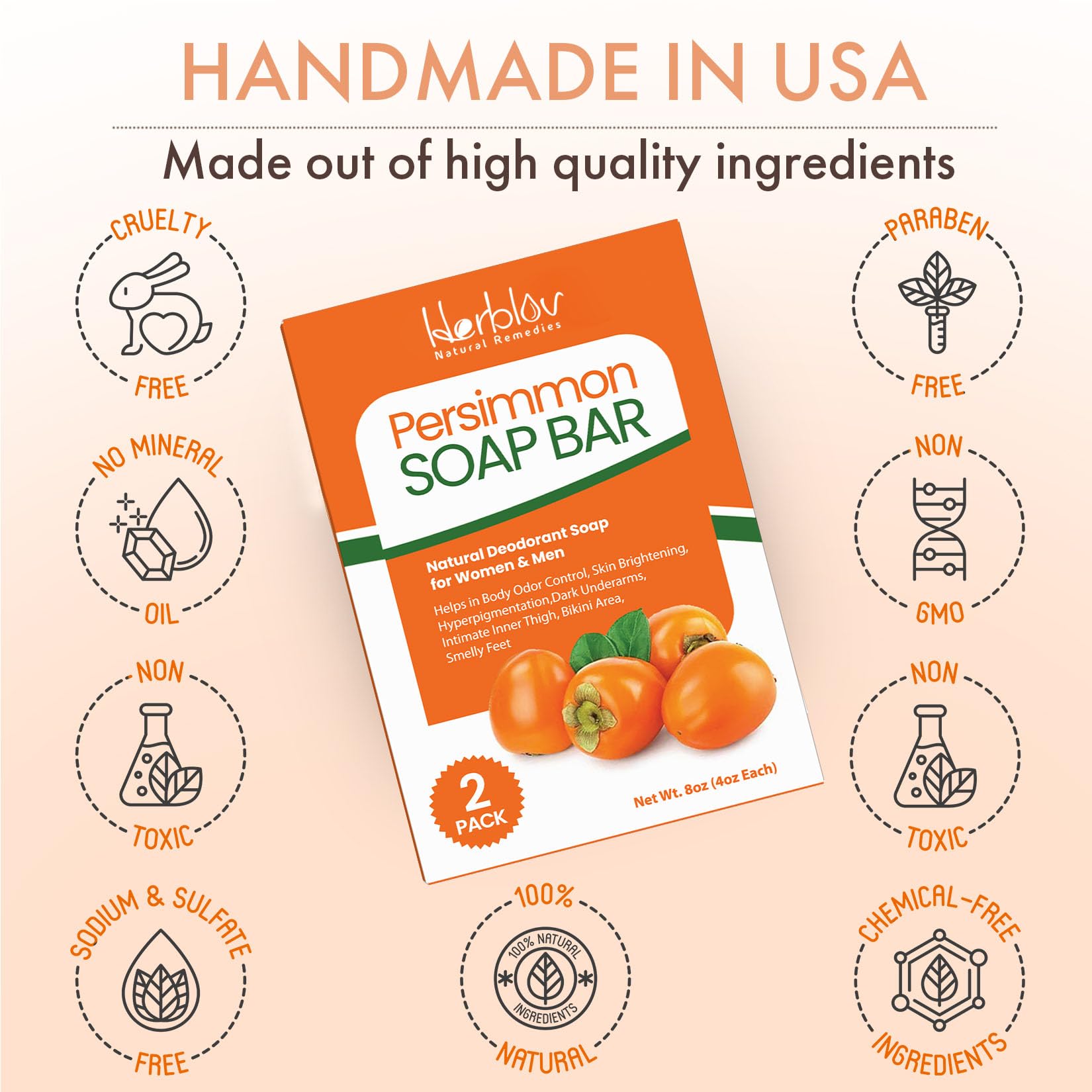 Herblov Persimmon Soap Bar brightening skin demonstrates potential for even tone.
