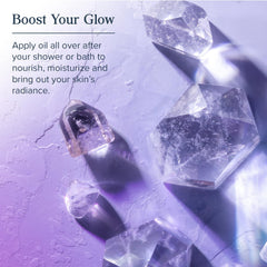Aura Glow Rose Body Oil applied to nails and cuticles for nourishment and care.