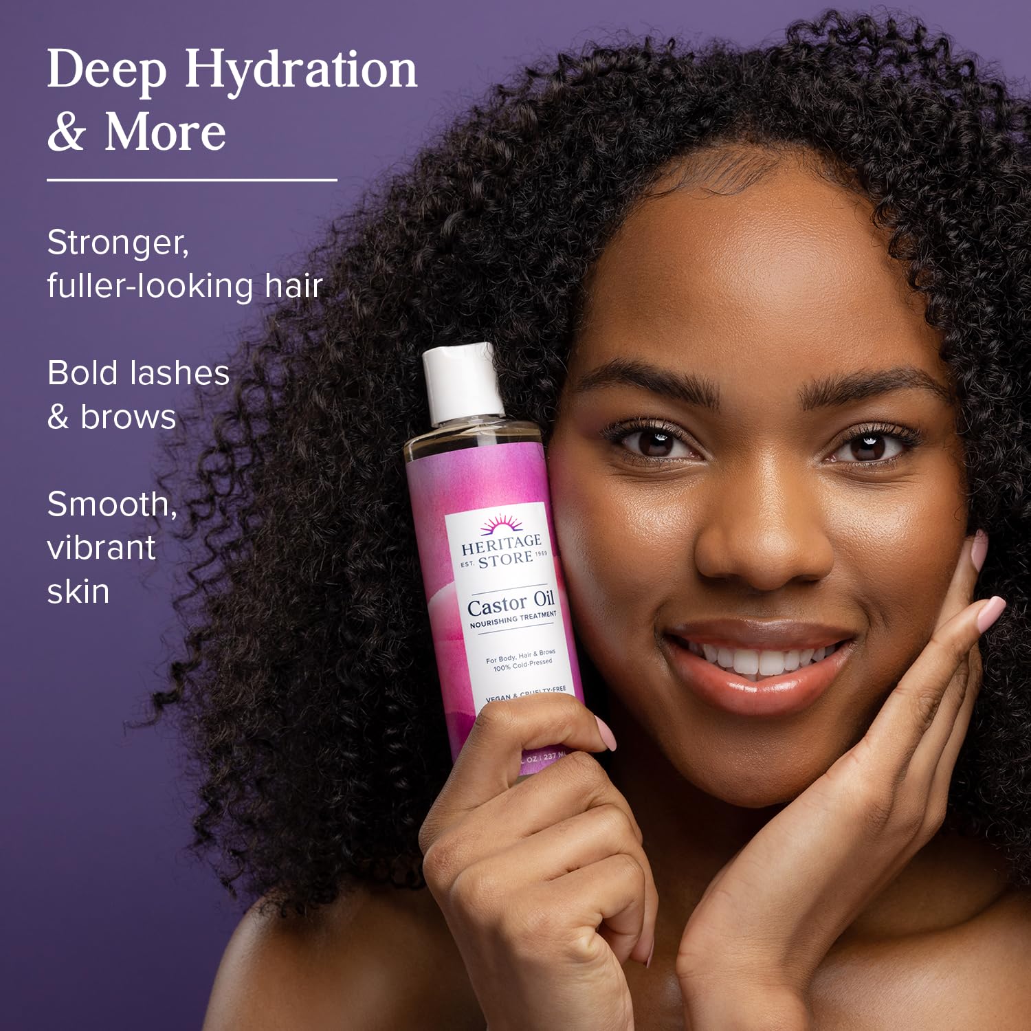 Heritage Store Castor Oil lash serum application for thicker-looking lashes