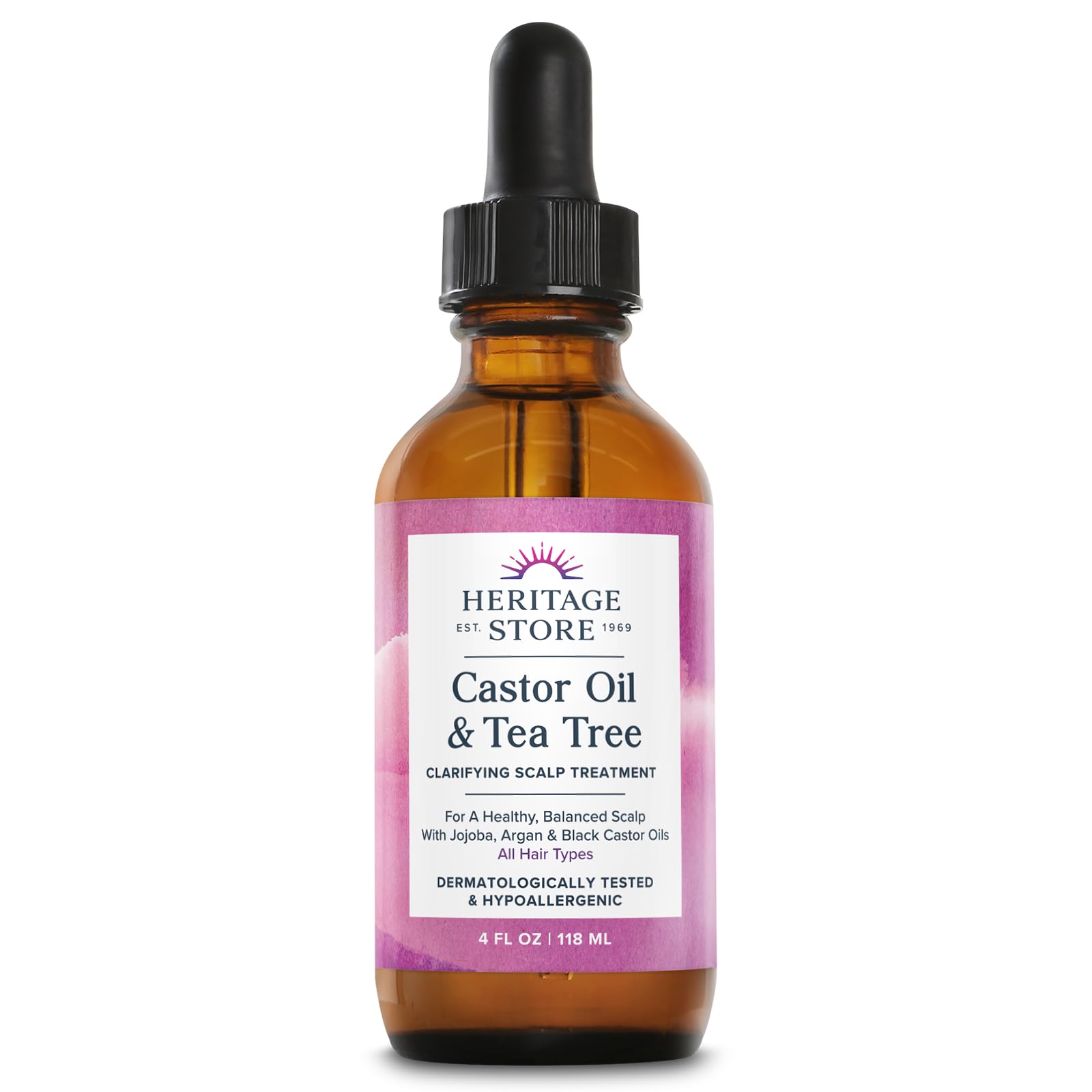 Heritage Store Castor Oil & Tea Tree Oil Clarifying Scalp Treatment bottle for a clearer scalp