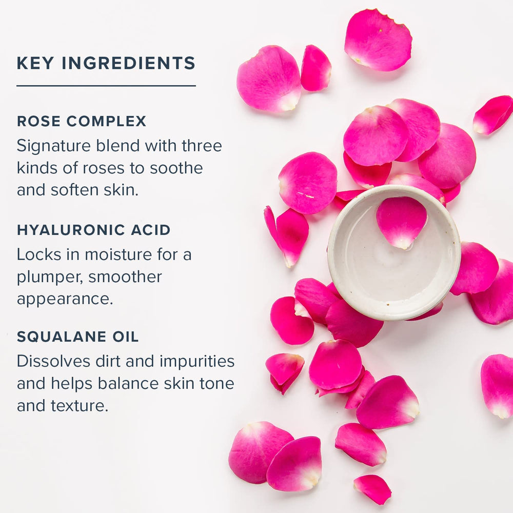 HERITAGE STORE Rosewater Cleanser closeup-skin reveals soft, hydrated texture