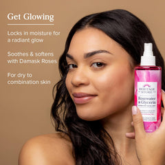 Heritage Store Rosewater & Glycerin mist spray demonstrates uniform coverage for makeup setting