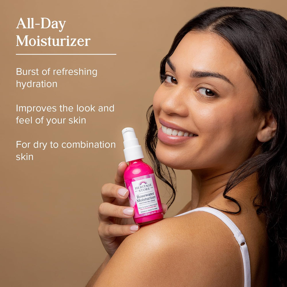 Heritage Store Rosewater Moisturizer niacinamide-hyaluronic-acid balances tone and texture
