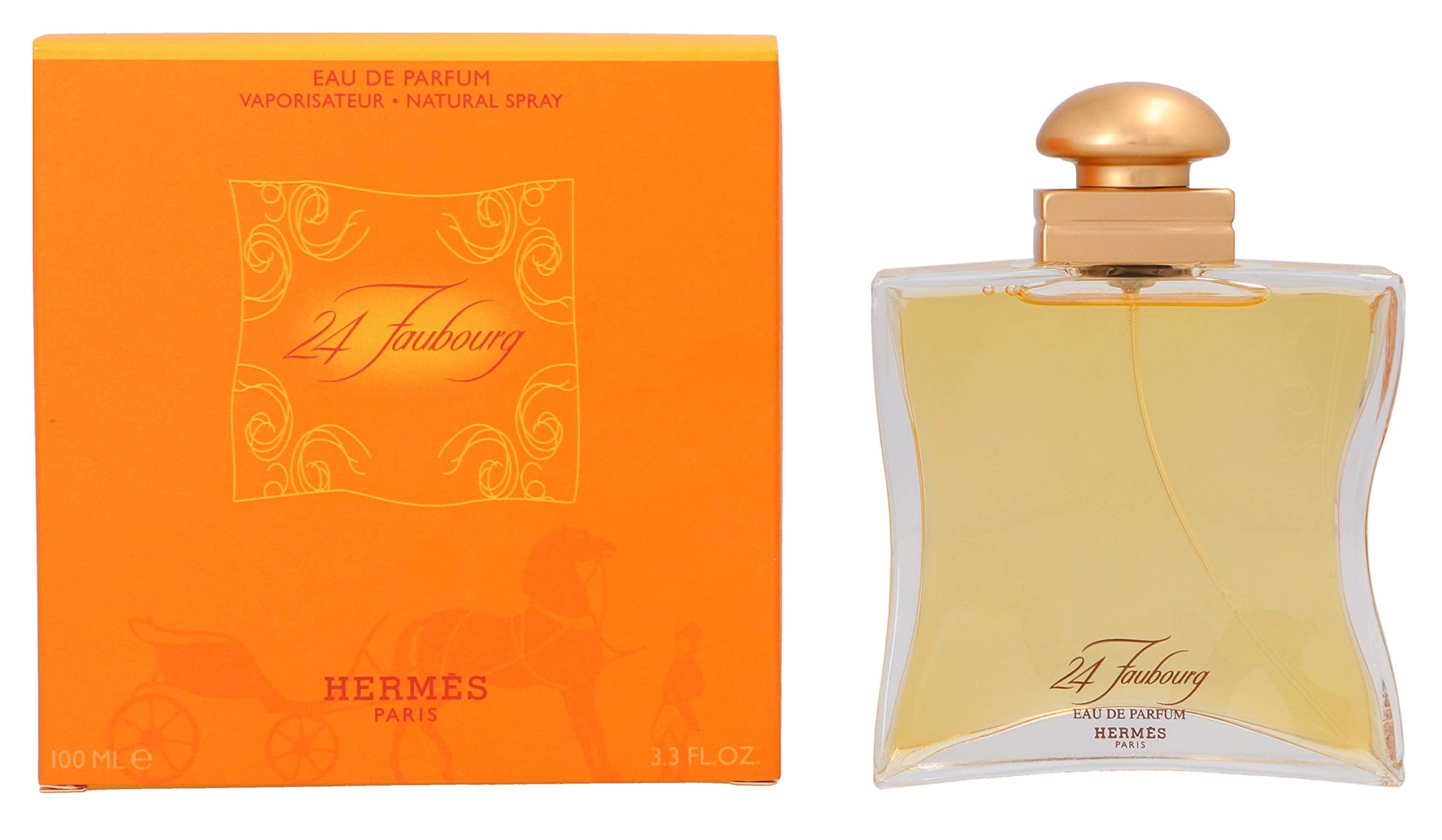 Hermès 24 Faubourg packaging view shows elegant gift-ready presentation