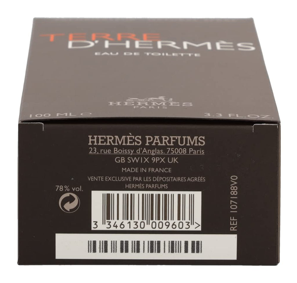 Hermès Terre d’Hermès bottle stands ready for travel or gifting with premium presentation.