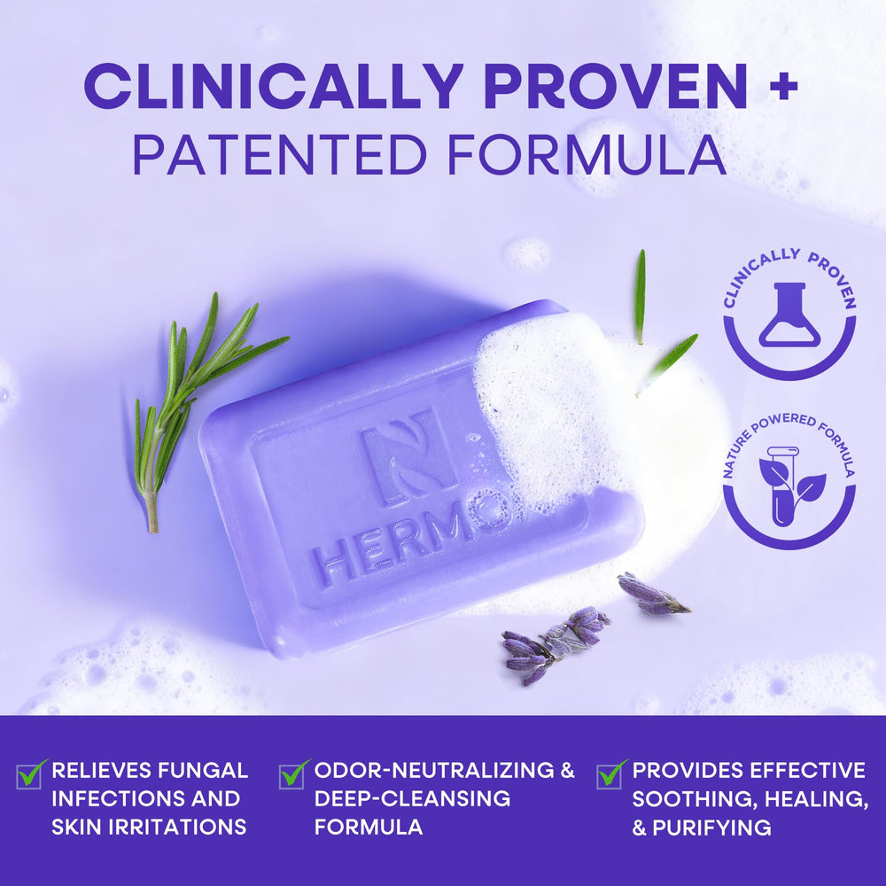 Hermon Antifungal Soap Bar Closeup Foam emphasizes dense lather that helps reach affected areas.
