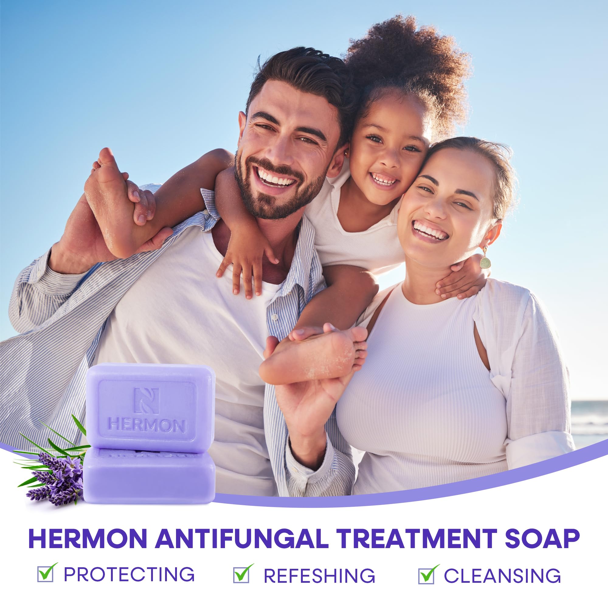 Hermon Antifungal Soap Gym Shower Scene conveys convenient post-gym hygiene and moisture balance.