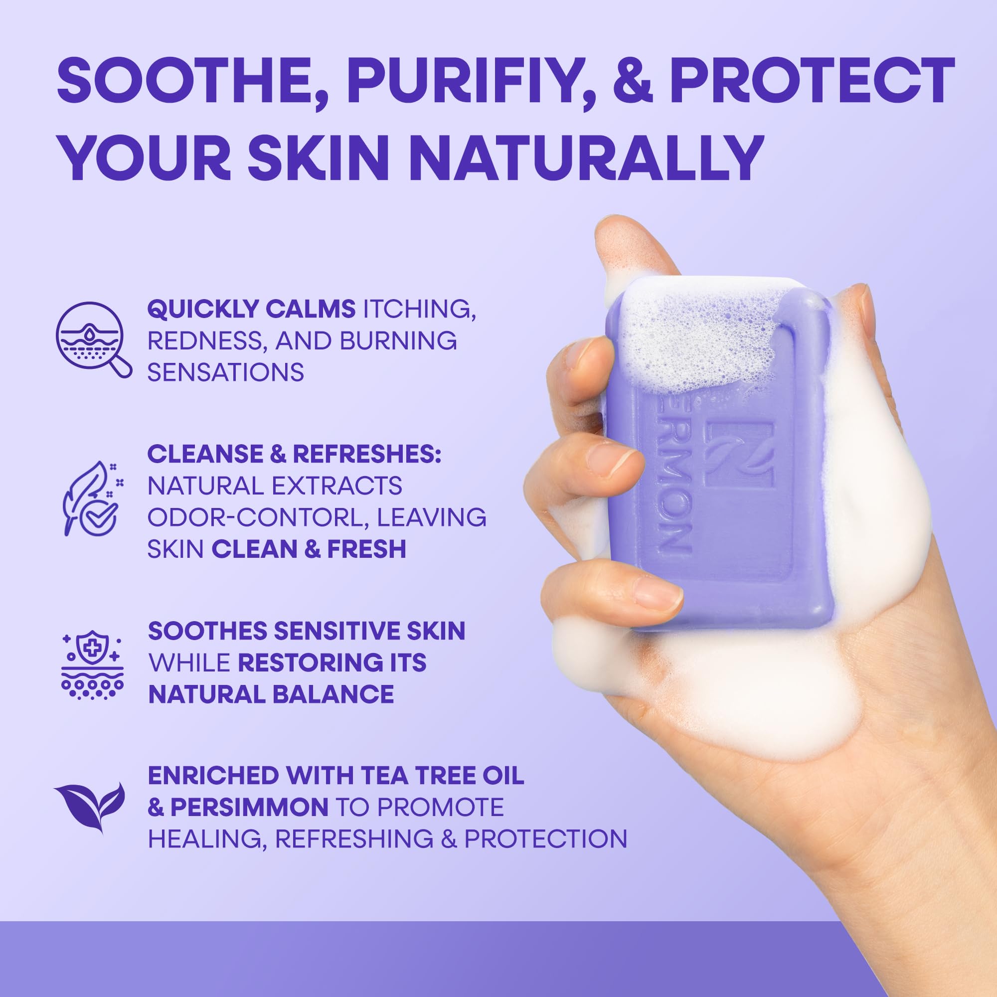Hermon Antifungal Soap Packaging On Shelf signals premium antifungal care with tea tree infusion.