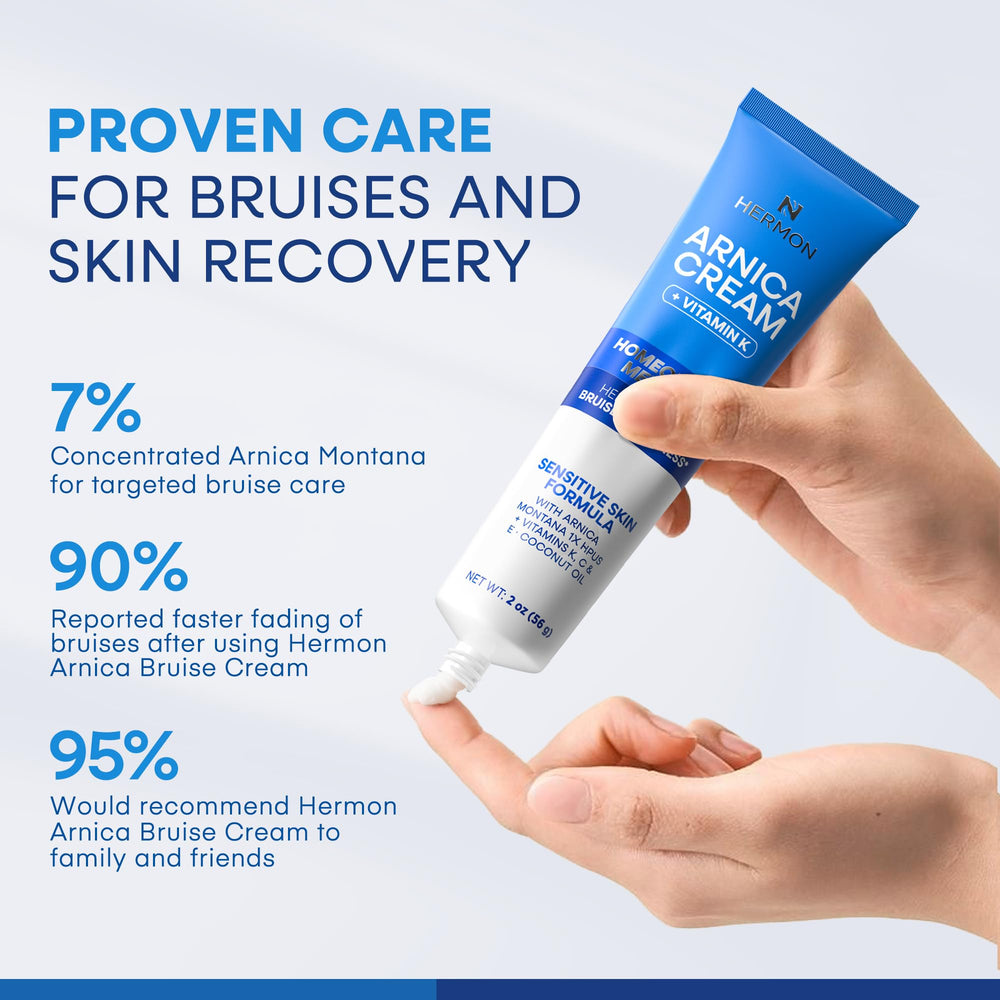 Hermon Arnica Bruise Cream hydrating texture shown during light, everyday skincare.