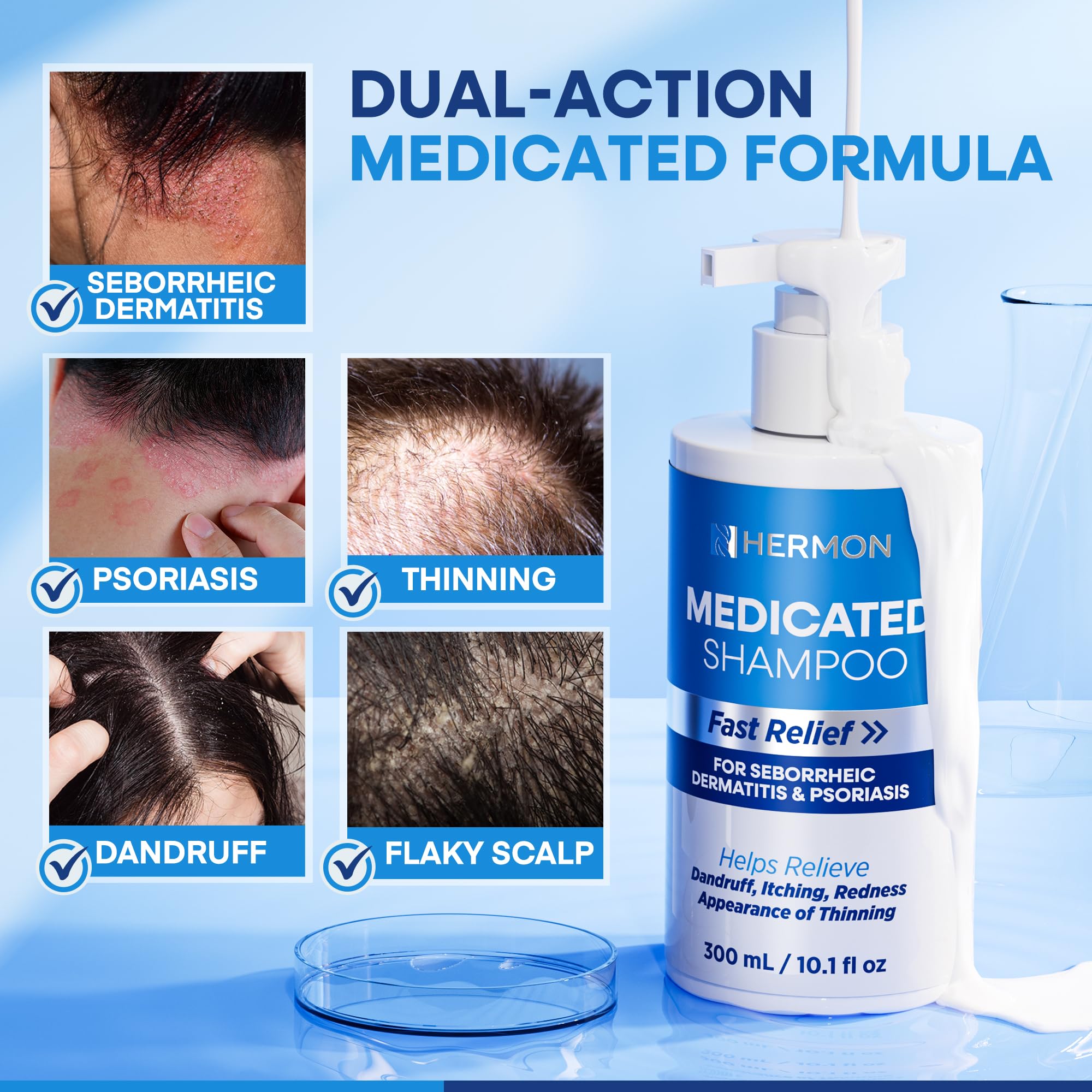 Hermon centella asiatica extract imagery illustrating soothing scalp support.