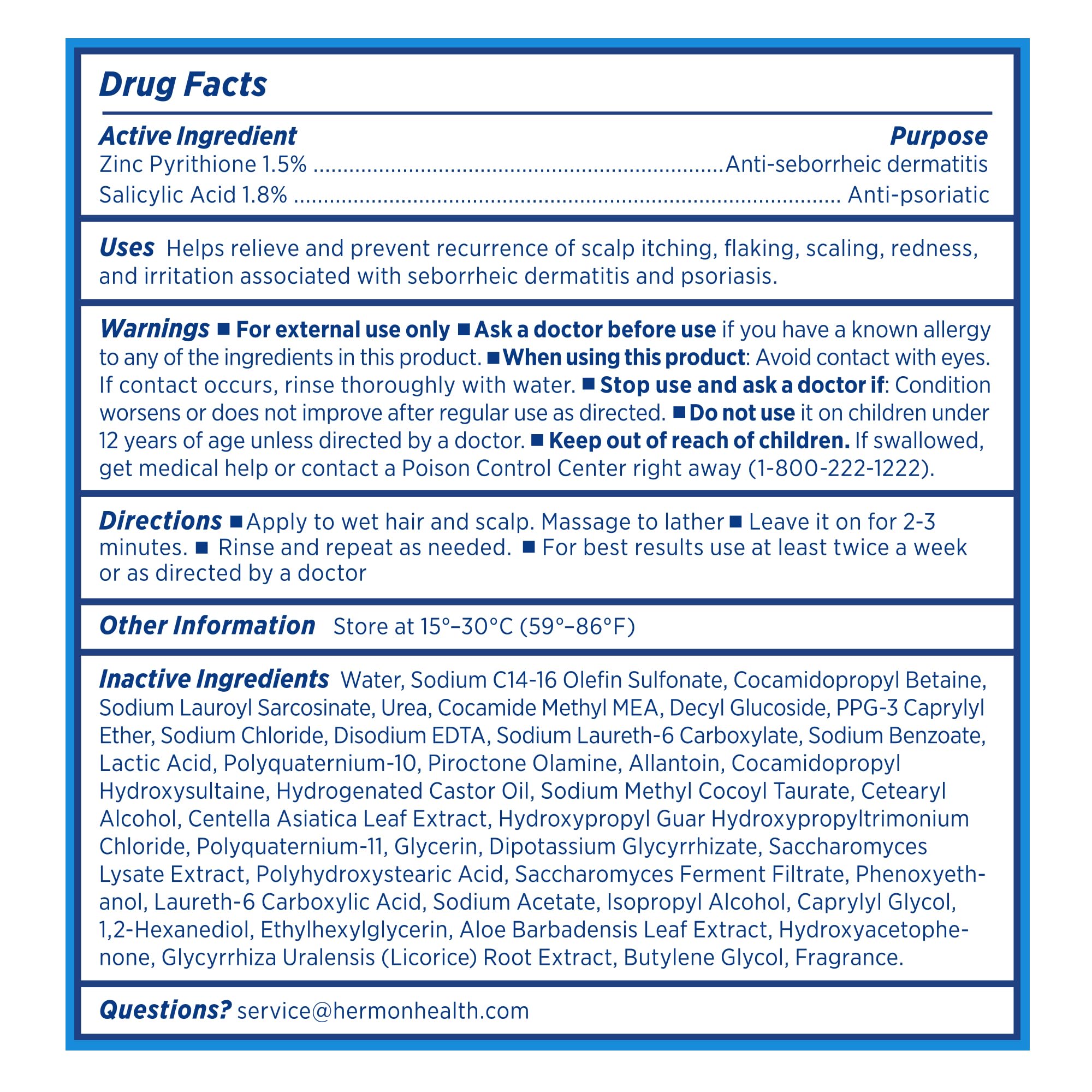 Hermon color-safe sulfate-free label on bottle emphasizes gentle formula.