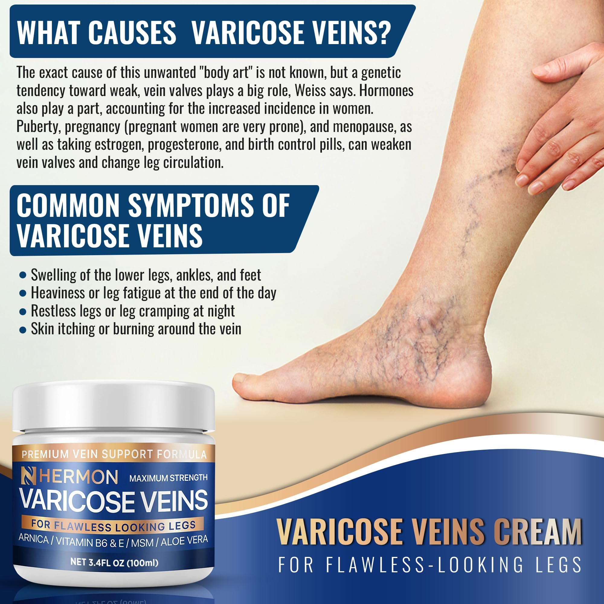 Hermon non-greasy cream texture image highlights quick absorption and comfortable skin.