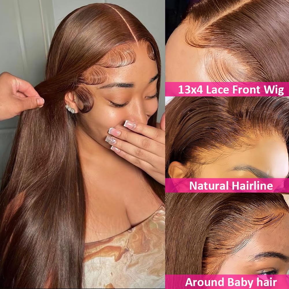 Hermosa chocolate brown color wig bleach-safe close-up enables versatile styling.
