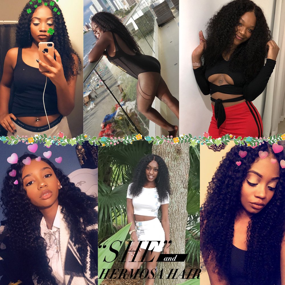 Hermosa curly bundles are dye-ready Brazilian hair for color customization.