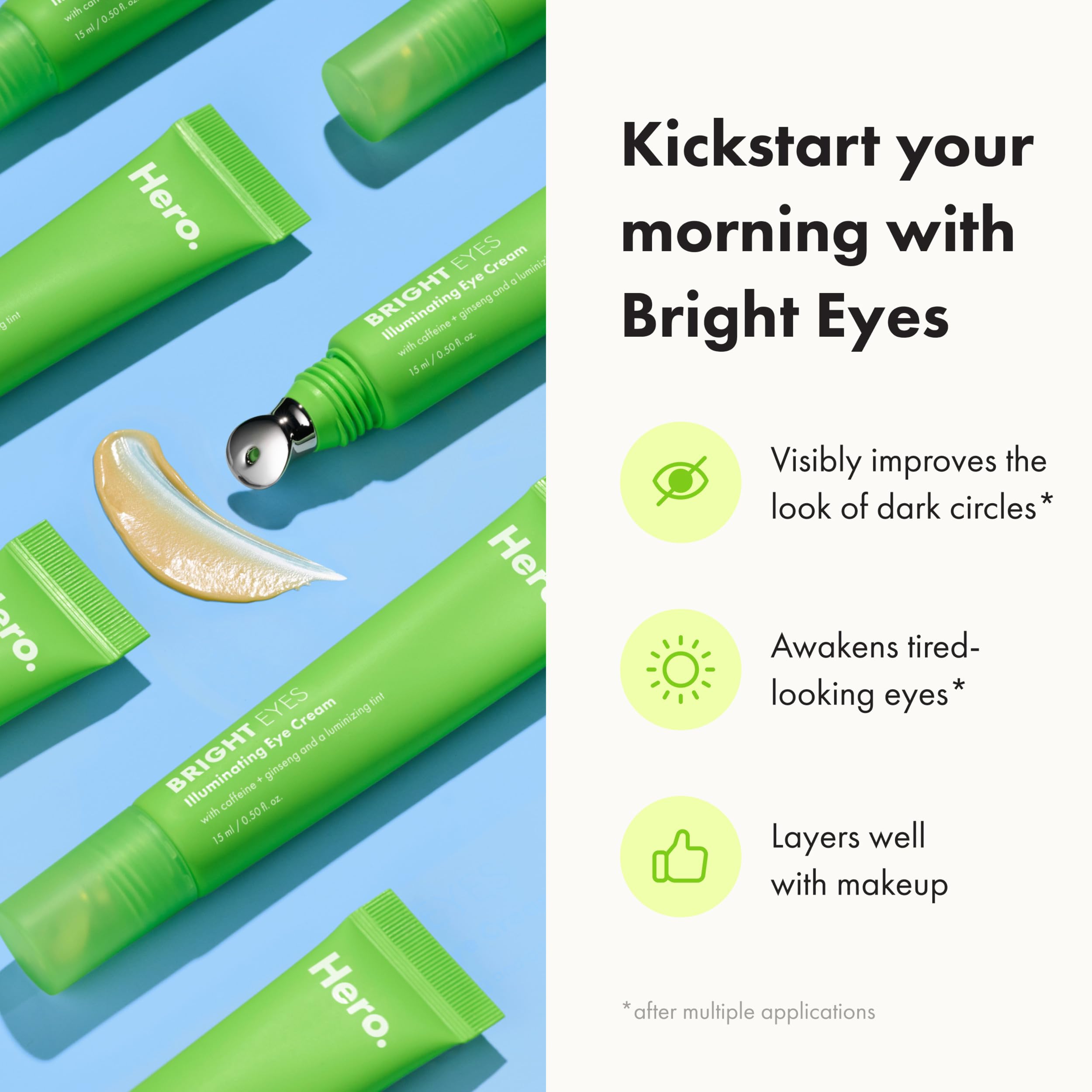 HERO COSMETICS Bright Eyes stainless-steel applicator delivers a cooling soothing sensation