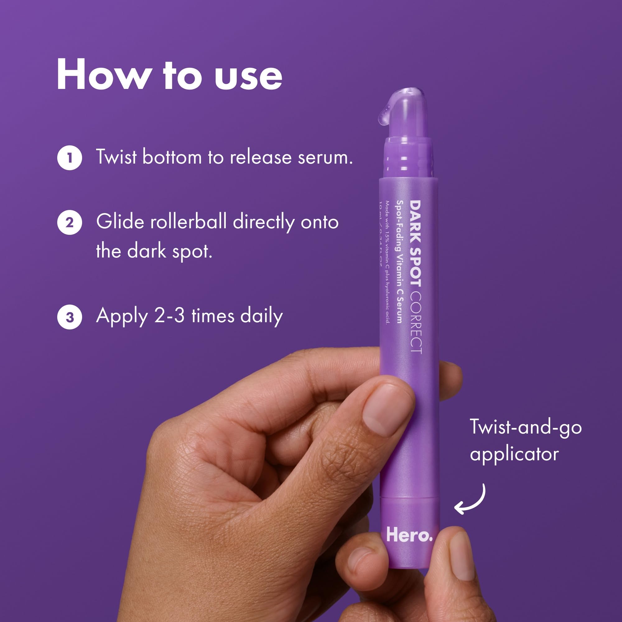 Hero Cosmetics Dark Spot Correct bottle close-up ready for daily use