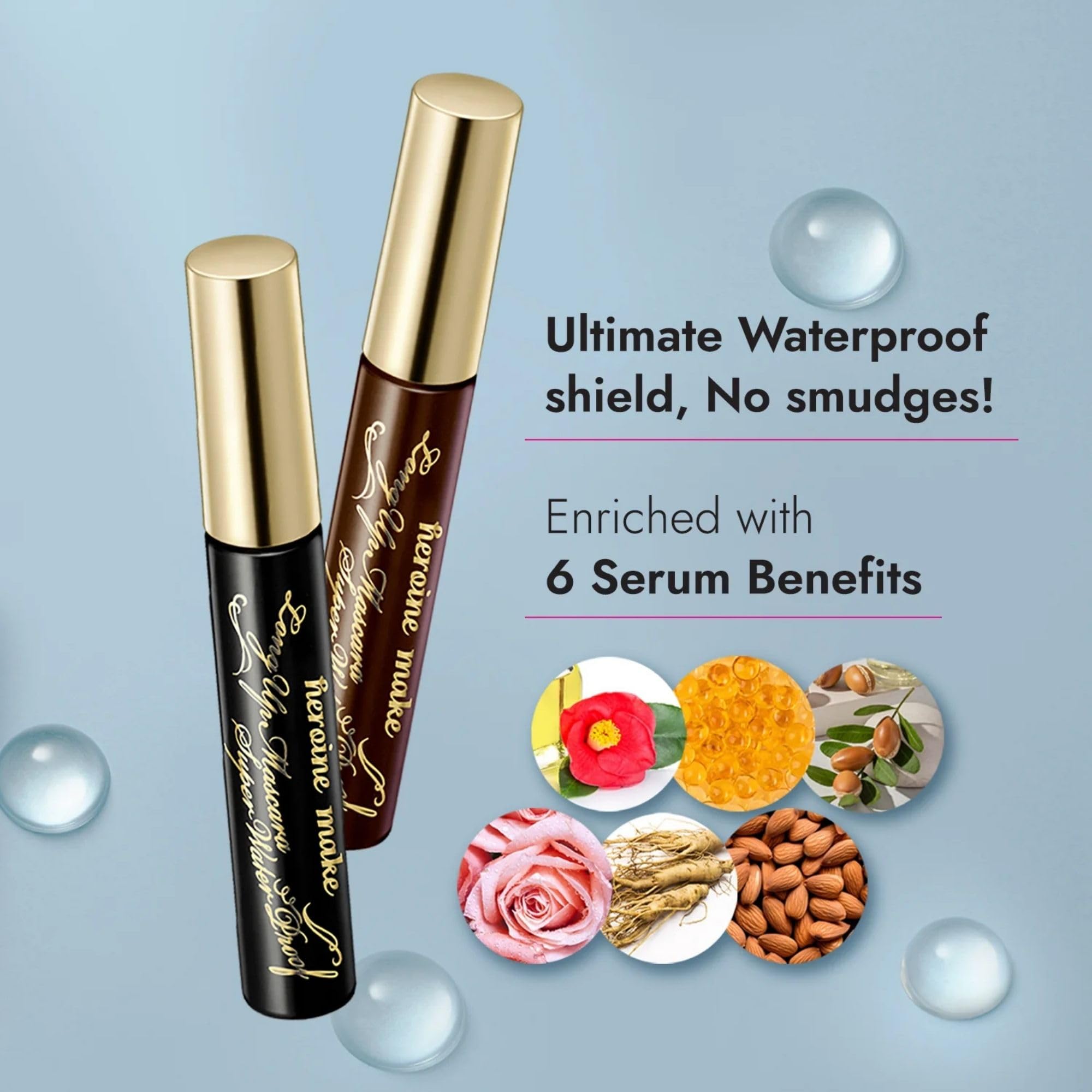 Heroine Make Brown Mascara organic-oil-ingredients protecting lashes during wear