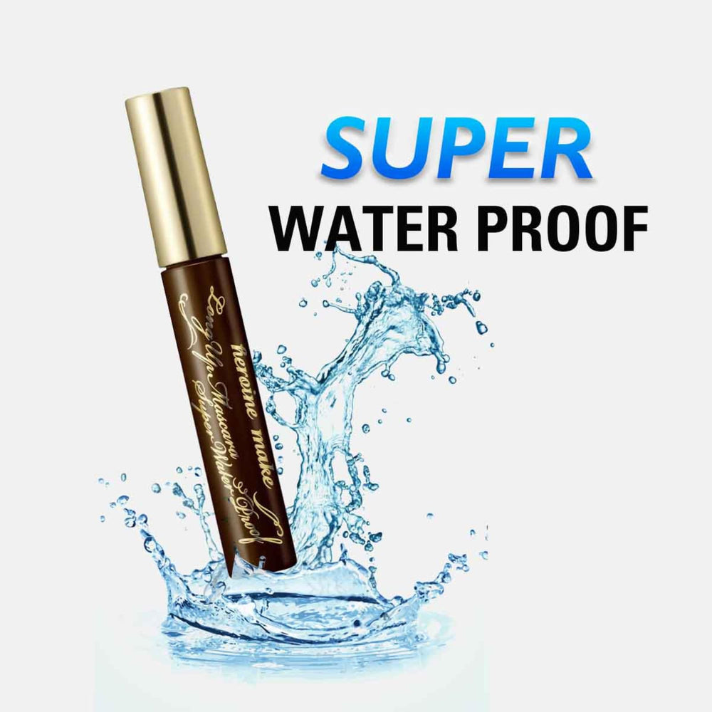 Heroine Make Brown Waterproof Mascara packaging and label emphasizing Japan-made quality