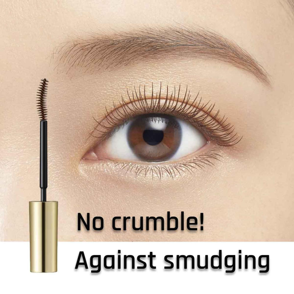 Heroine Make Brown Waterproof Mascara wand in use during day-to-night makeup routine