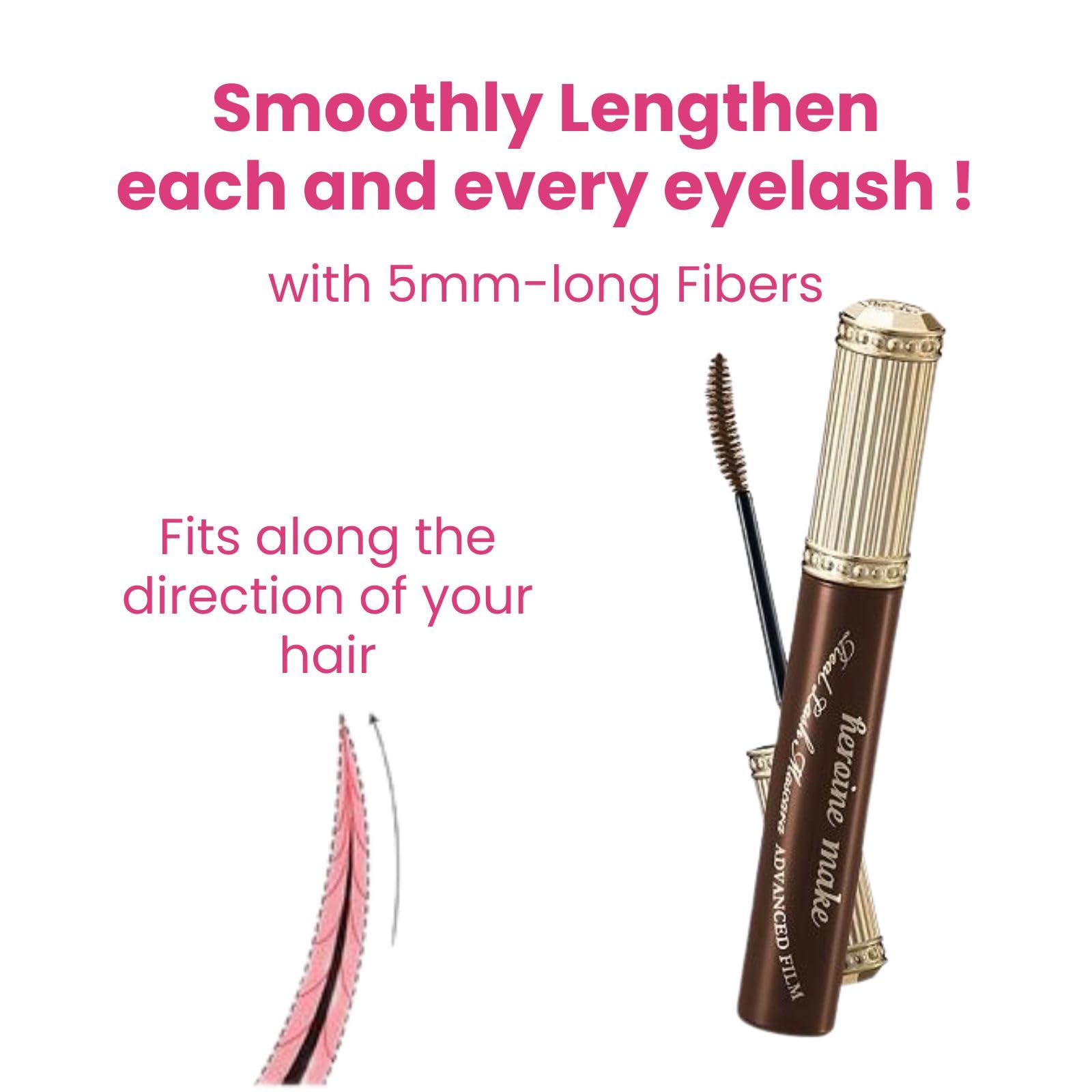 Heroine Make KissMe Brown Mascara packaging display highlights easy daily wear