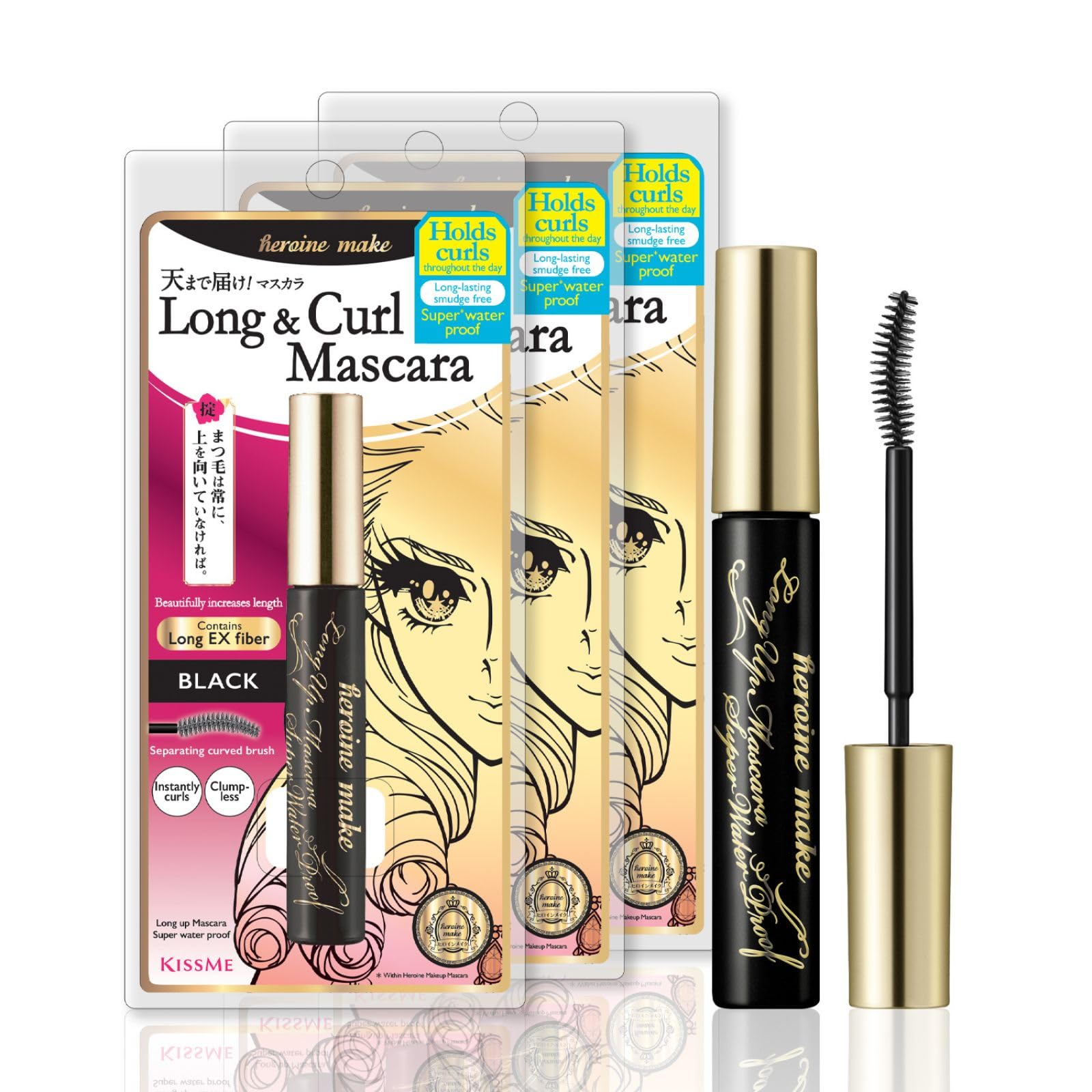 Heroine Make Smudge-Proof Mascara packaging box showing travel-friendly 3-EA set.