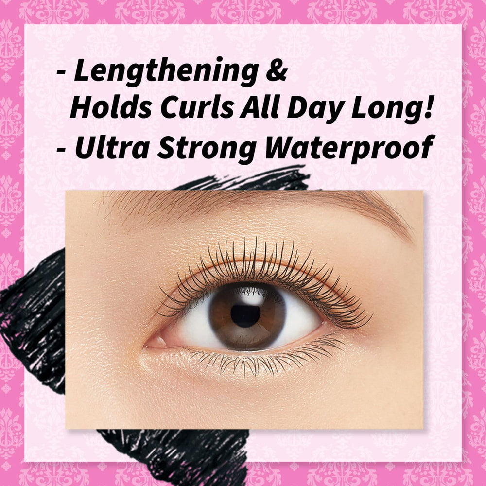 Heroine Make Smudge-Proof Mascara swatch indicating waterproof finish during humidity.