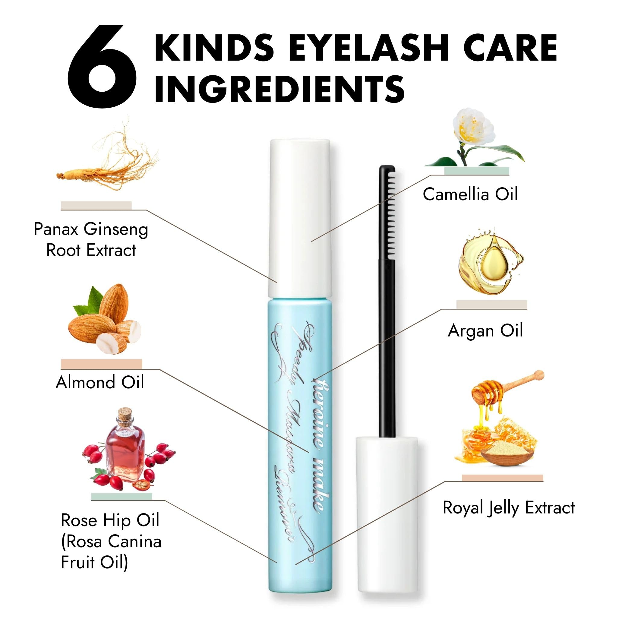 Heroine Make Speedy Mascara Remover oil-formulation highlights camellia, almond, argan oils for nourishment.