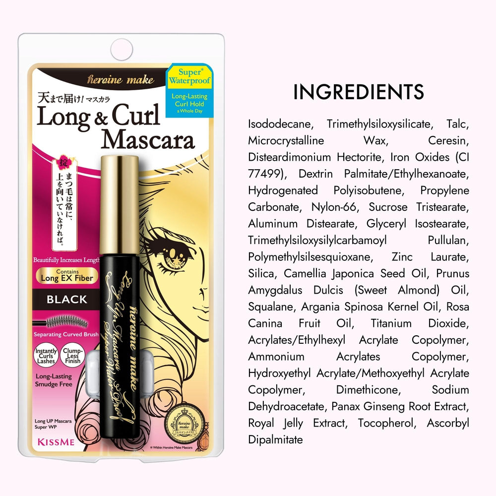 Heroine Make waterproof mascara smudge-proof wear test on lashes.