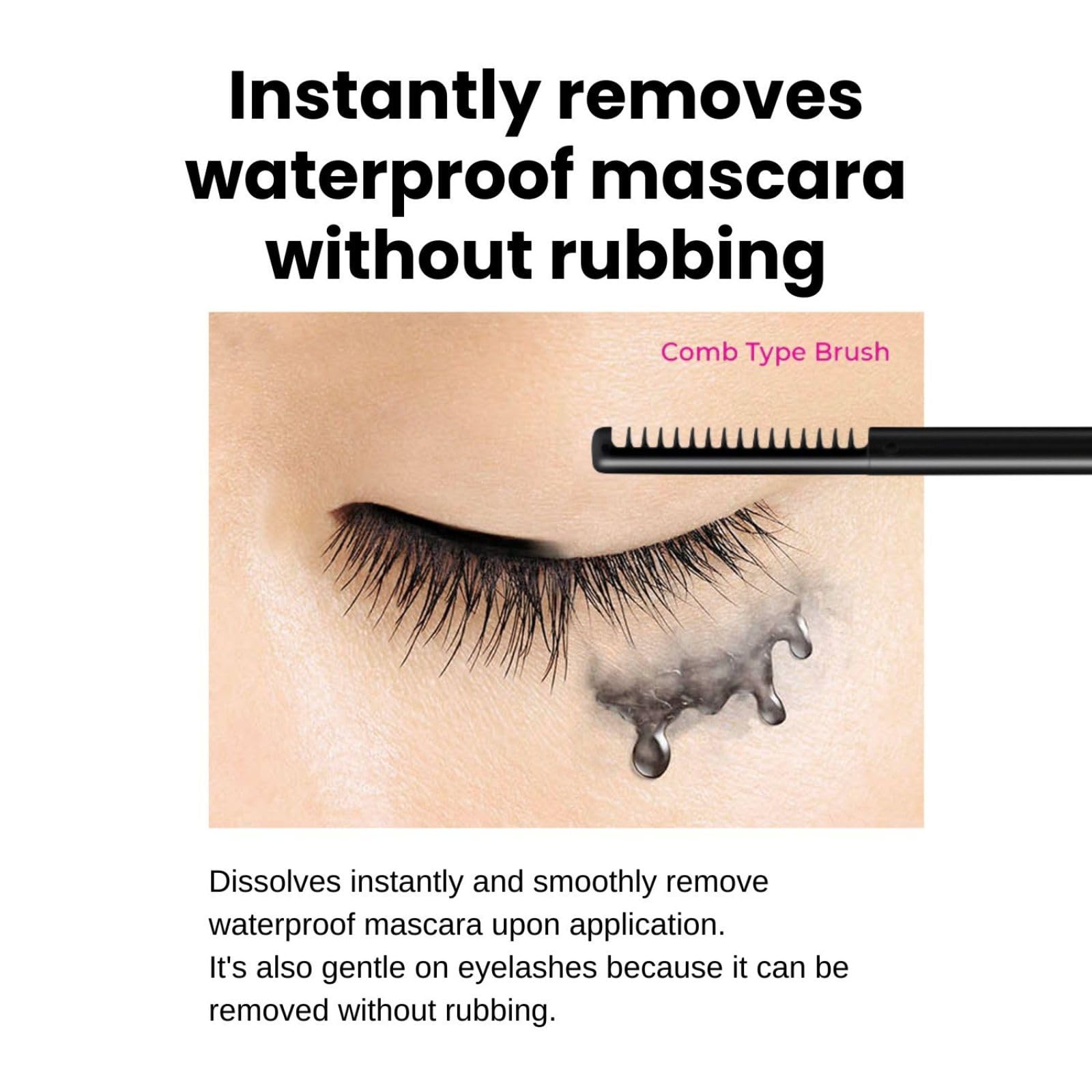 Heroine Make remover application on eye area illustrates gentle, targeted removal