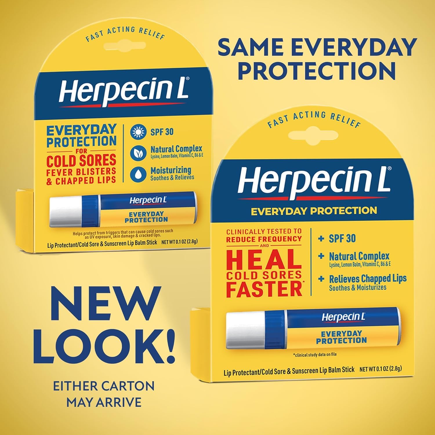 Herpecin L lemon balm lysine ingredients label highlighting barrier support.