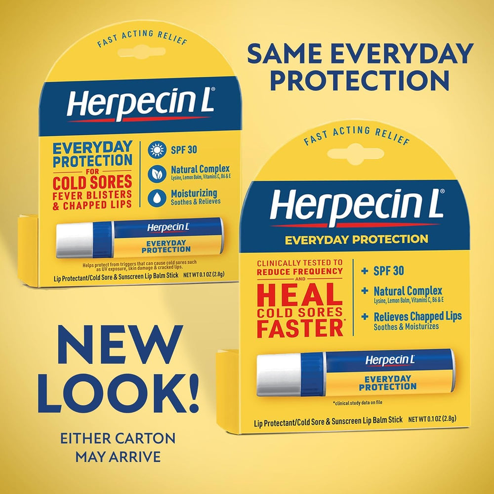 Herpecin L lemon balm lysine ingredients label highlighting barrier support.