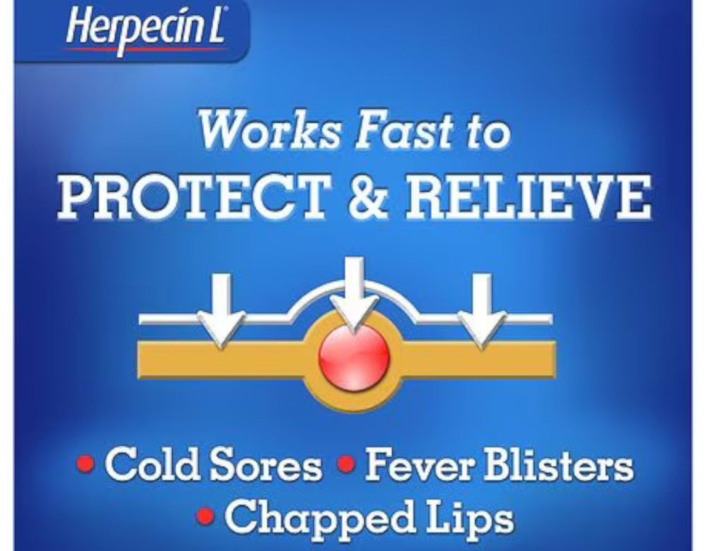 Herpecin L lip protectant SPF 30 ingredients close-up with lemon balm and lysine signals barrier support.