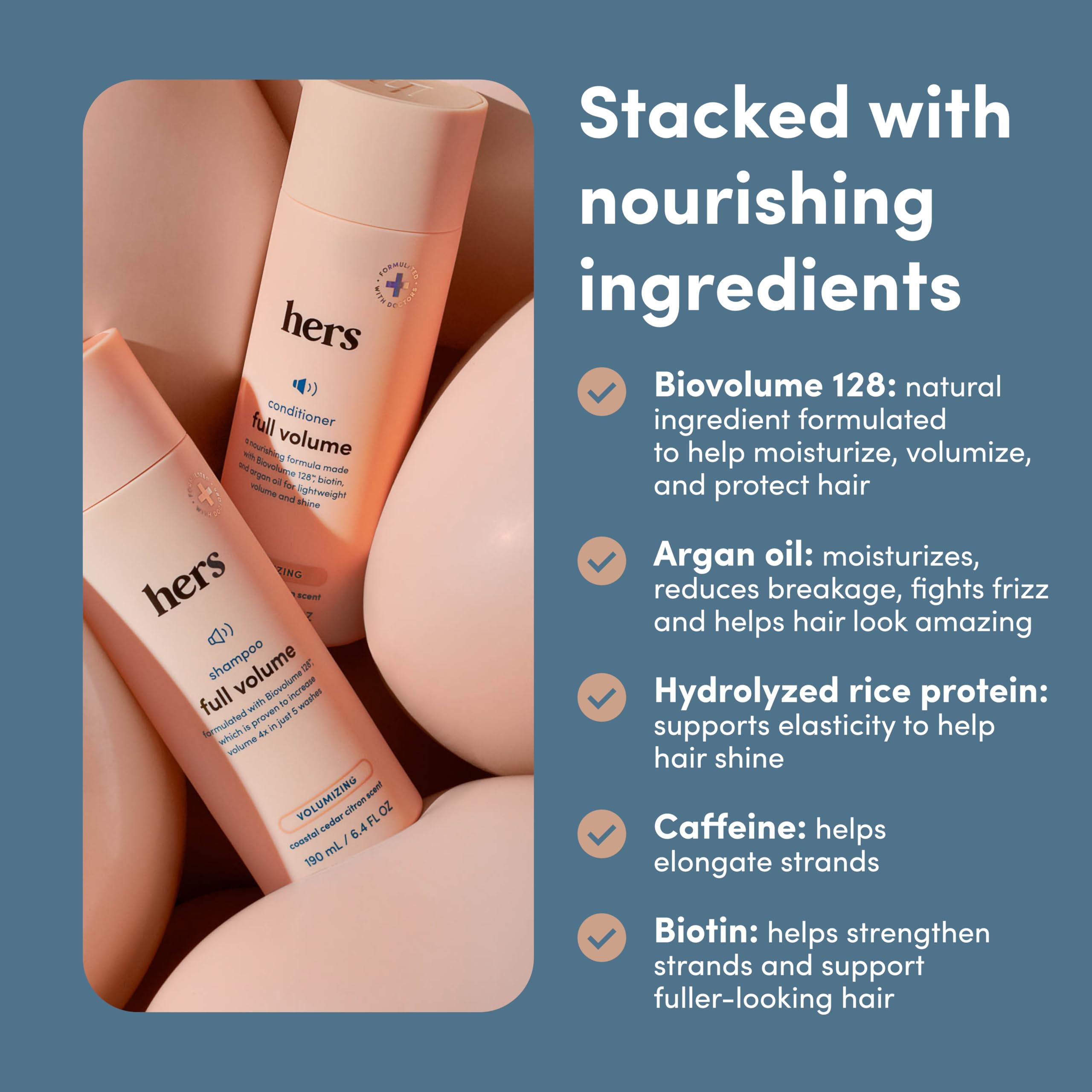 Hers Argan oil ingredient closeup emphasizes nourishing hydration