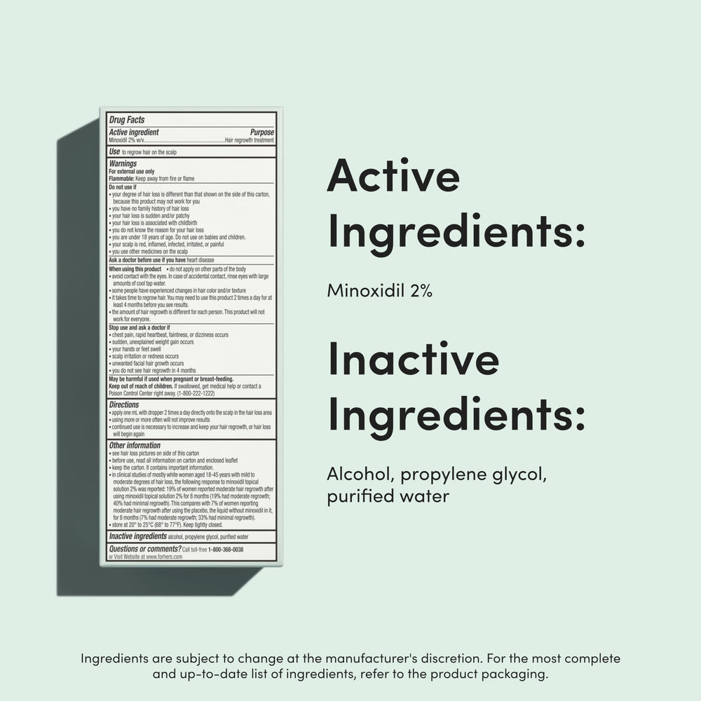 hers Hair Regrowth Unscented label showcases fragrance-free option for sensitive scalps.