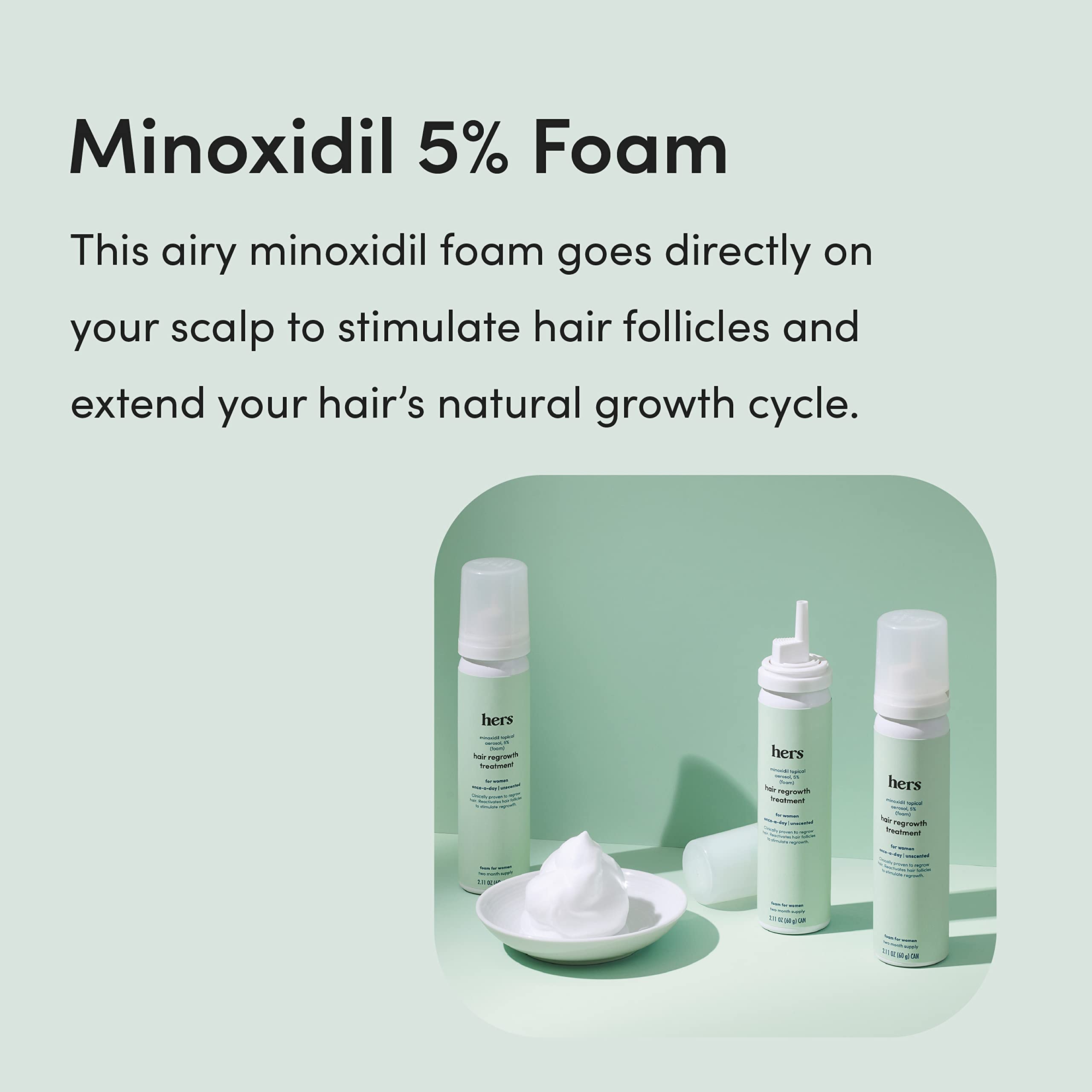 Close-up of minoxidil foam application for daily thinning-area routine